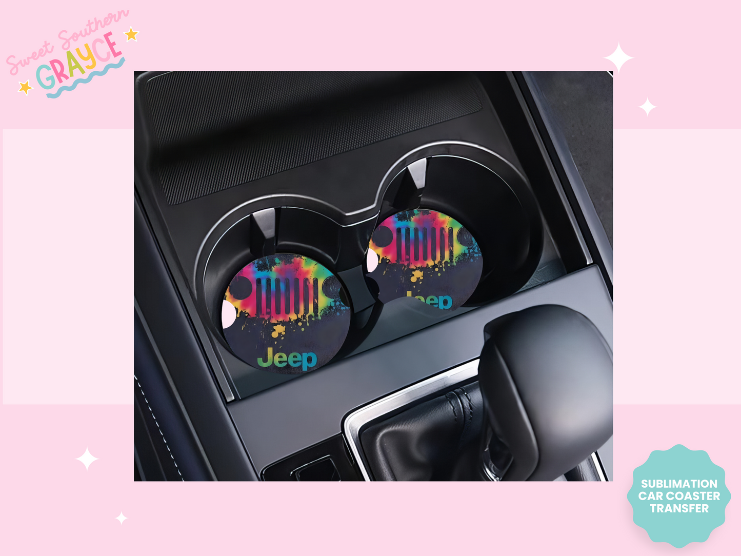 CAR COASTER SUBLIMATION TRANSFER - COLORFUL OFFROAD