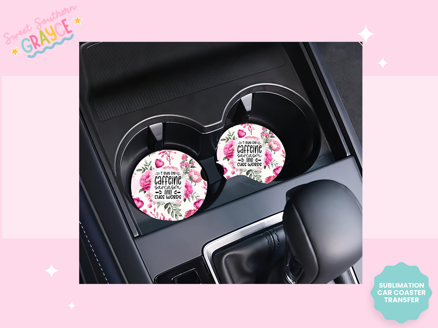 CAR COASTER SUBLIMATION TRANSFER - I RUN ON