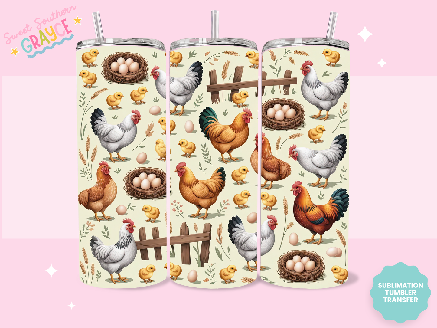 20oz SUBLIMATION TRANSFER- CHICKEN THINGS