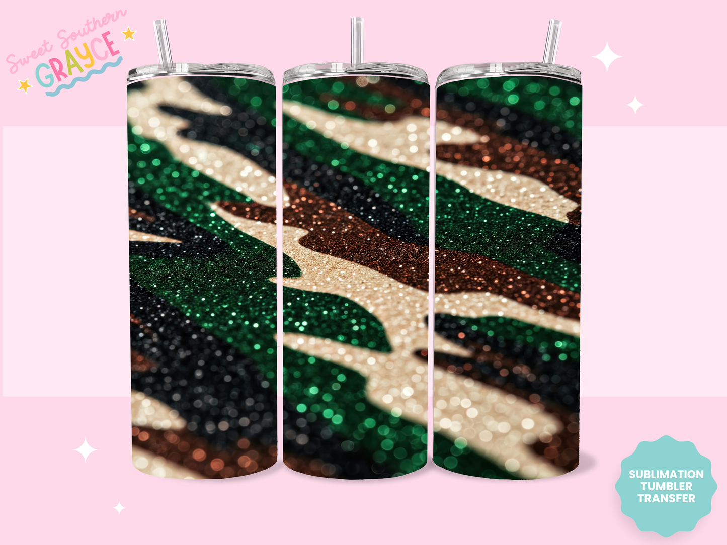 20oz SUBLIMATION TRANSFER - GLITTER CAMO