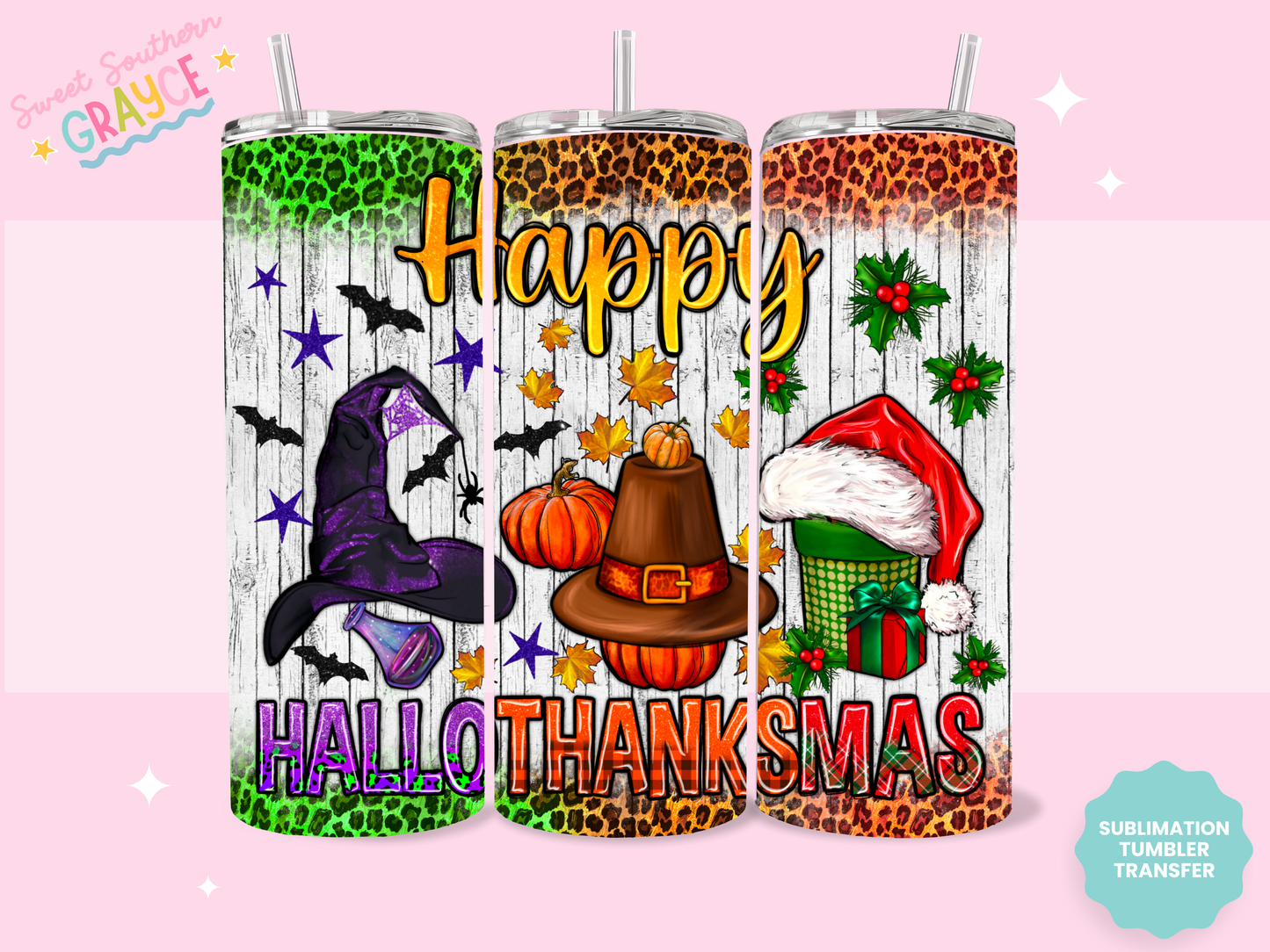 20oz SUBLIMATION TRANSFER - HAPPY HALLOTHANKSMAS