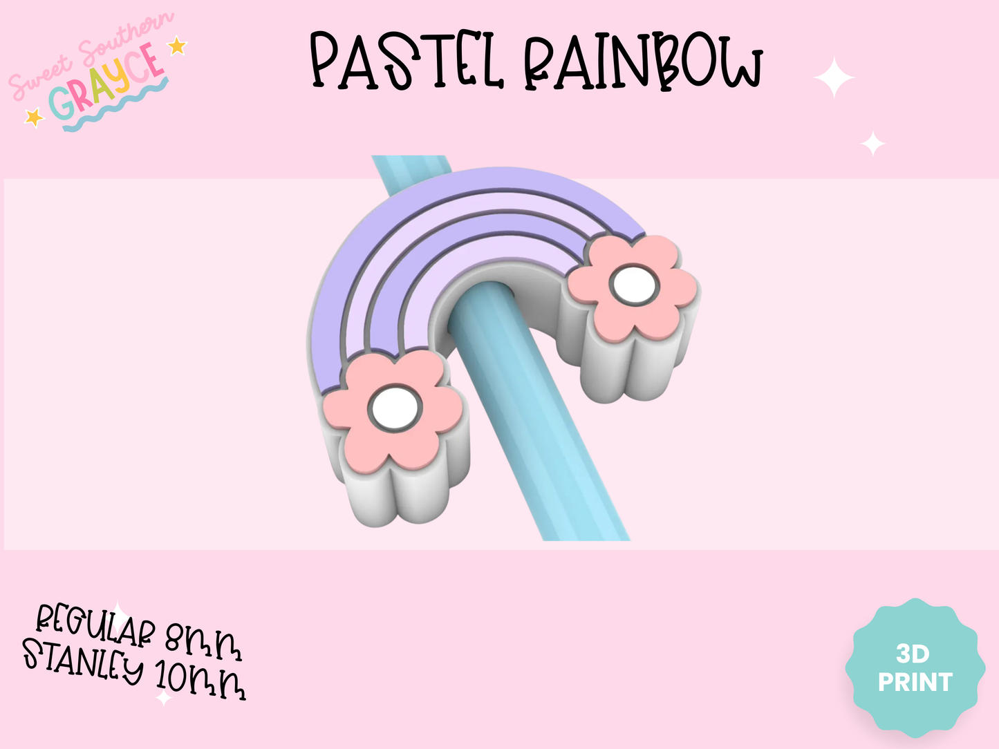 3D STRAW TOPPER- PASTEL RAINBOW