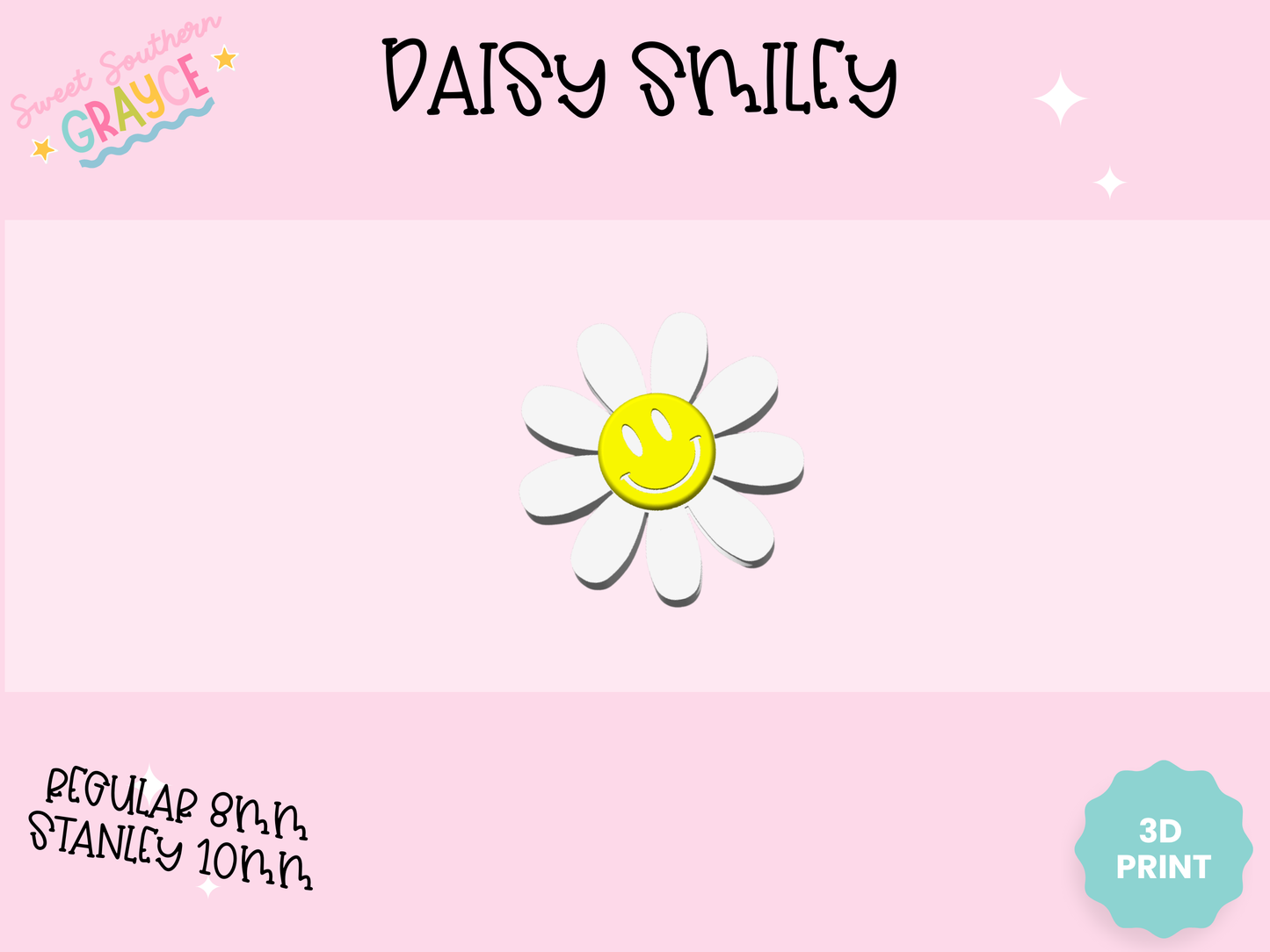 3D STRAW TOPPER- DAISY SMILEY