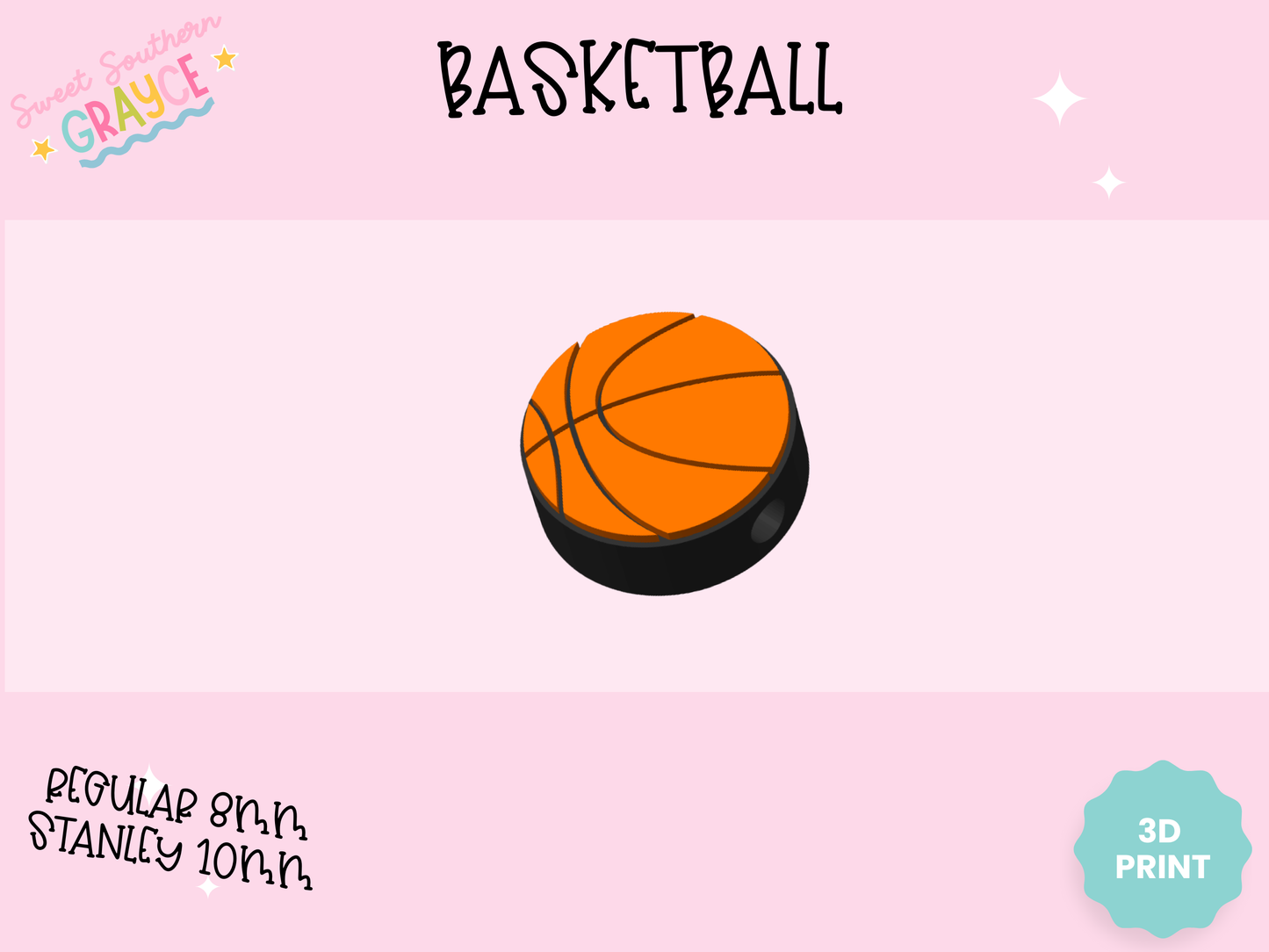 3D STRAW TOPPER- BASKETBALL