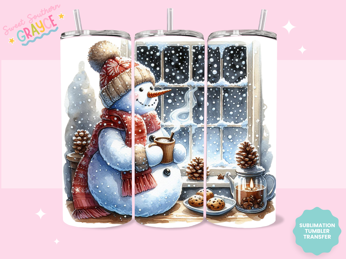 20oz SUBLIMATION TRANSFER - SNOWMAN SCENE