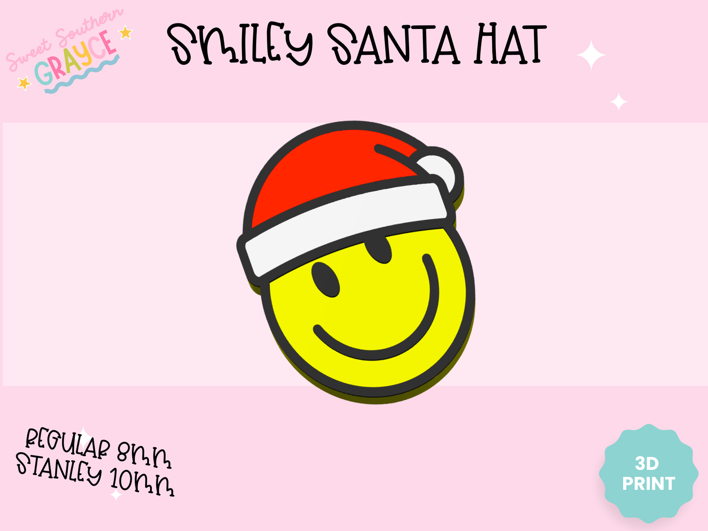 3D STRAW TOPPER- SMILEY SANTA