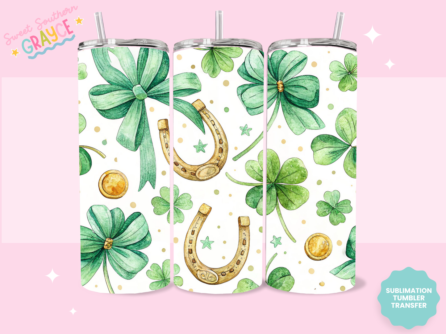 20oz SUBLIMATION TRANSFER- WATERCOLOR LUCKY