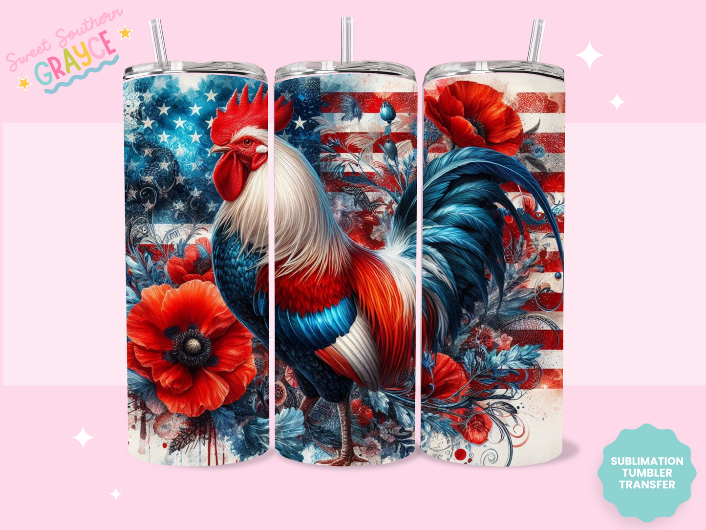 20oz SUBLIMATION TRANSFER - AMERICAN CHICKEN