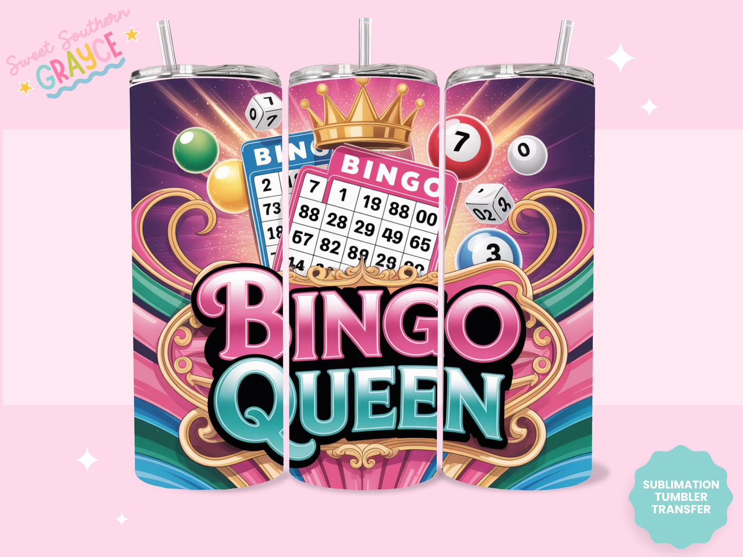 20oz SUBLIMATION TRANSFER - BINGO QUEEN