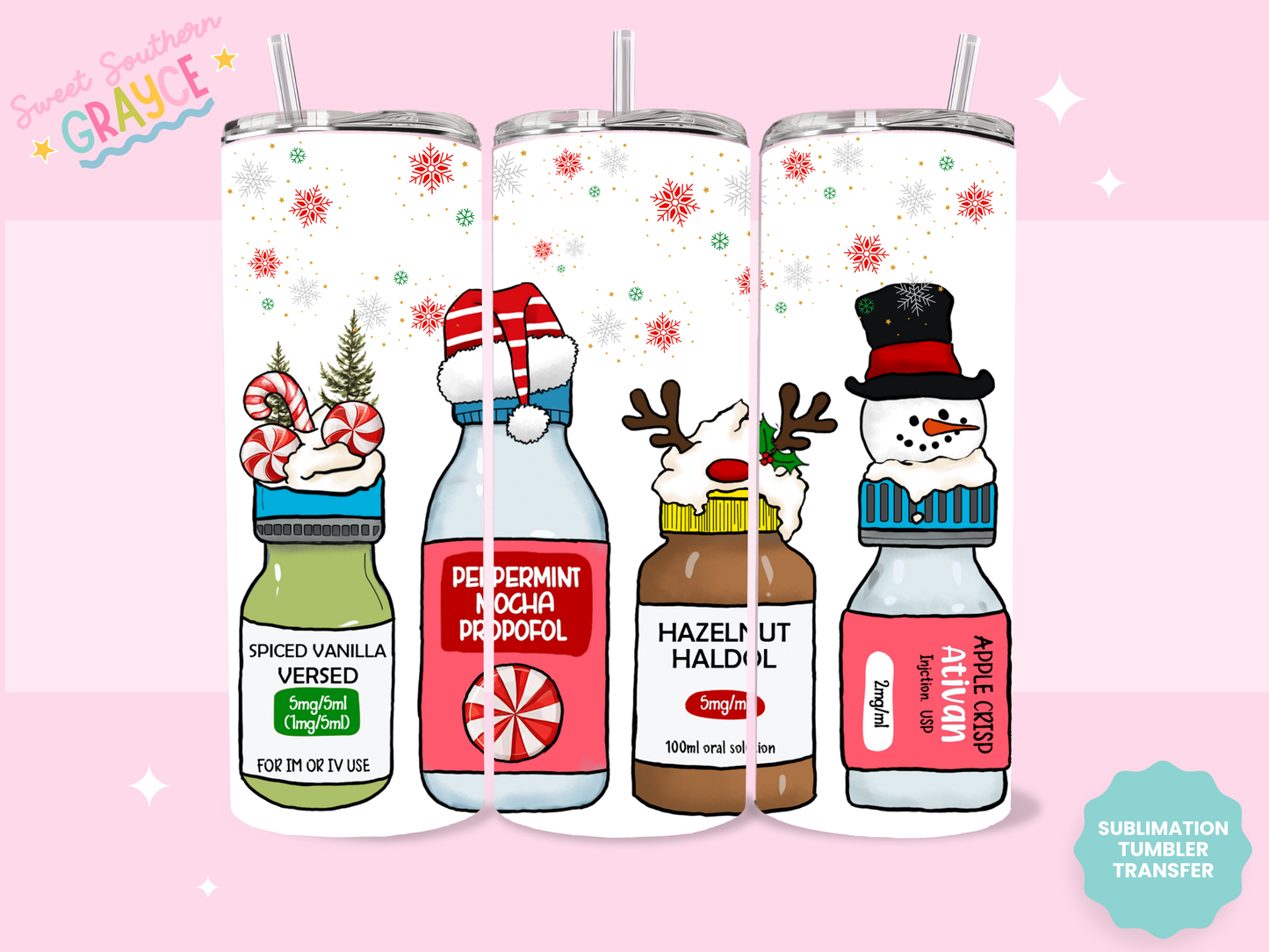 20oz SUBLIMATION TRANSFER - CHRISTMAS MEDS