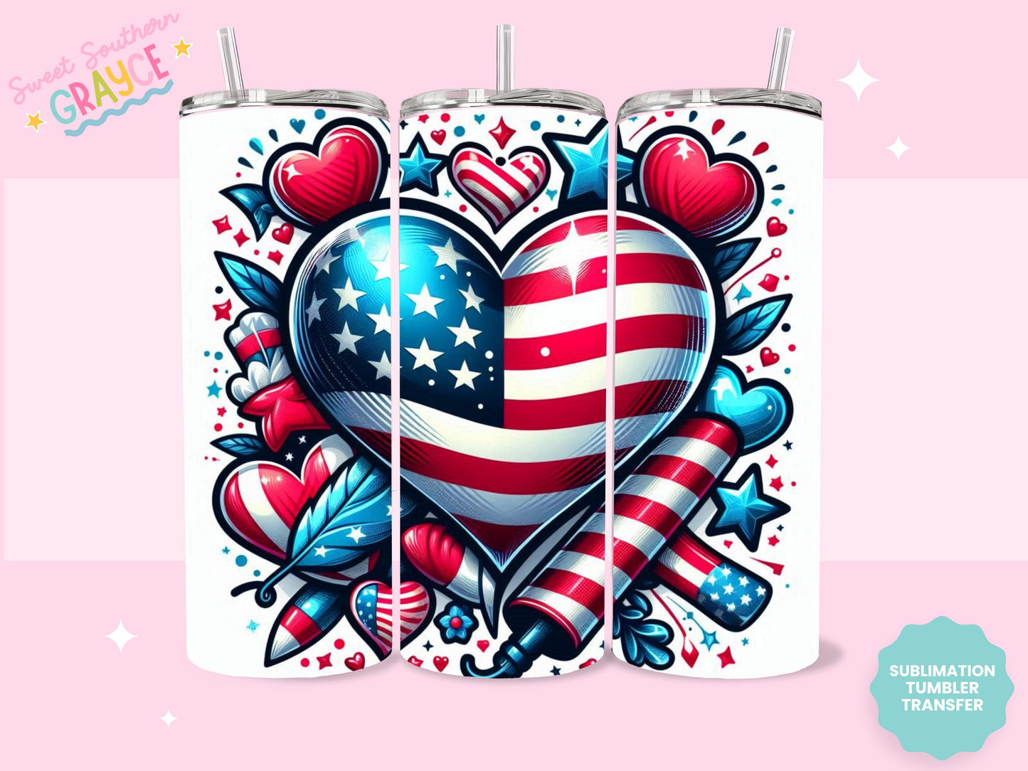 20oz SUBLIMATION TRANSFER - AMERICAN HEART