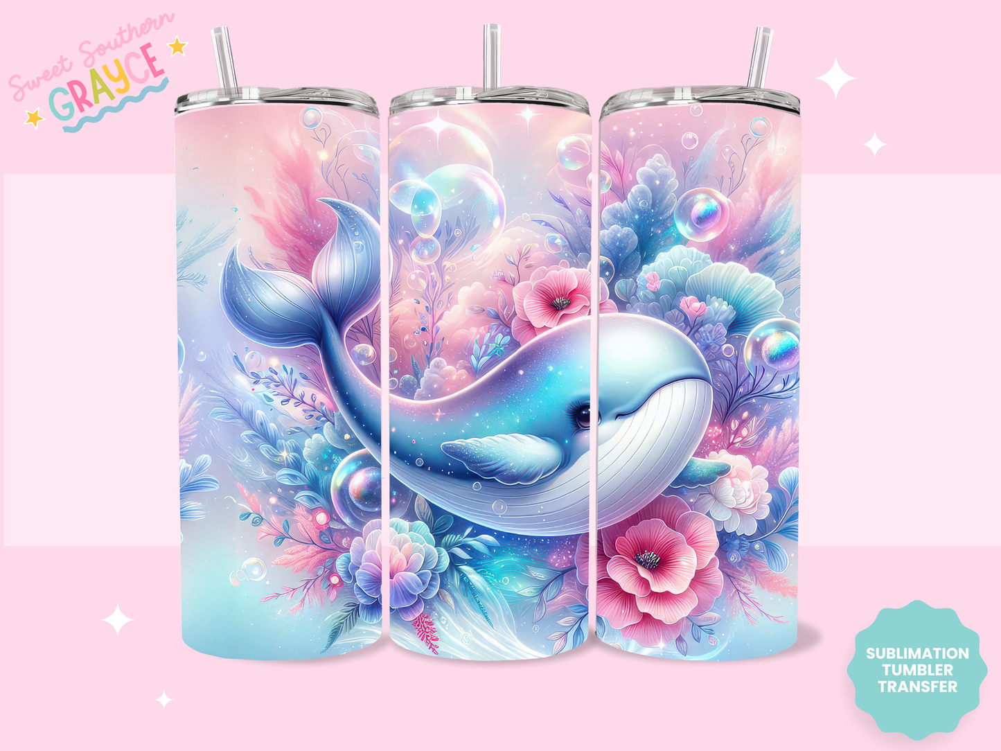 20oz SUBLIMATION TRANSFER- COLORFUL WHALE