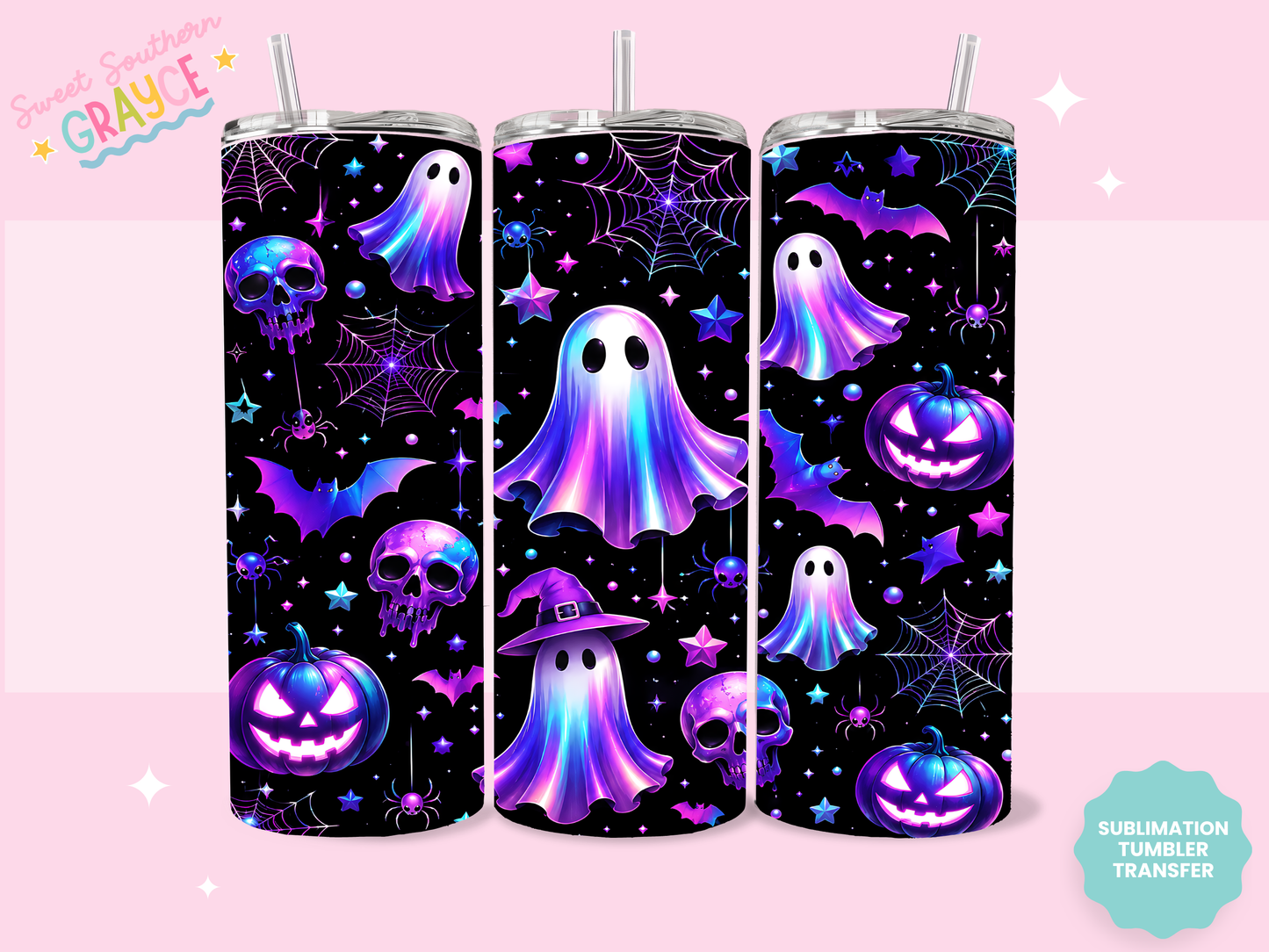 20oz SUBLIMATION TRANSFER- PURPLE OMBRE HALLOWEEN