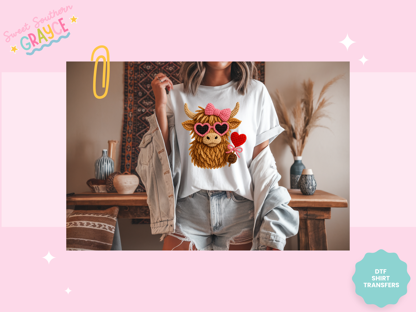 FAUX YARN VALENTINE HEIFER