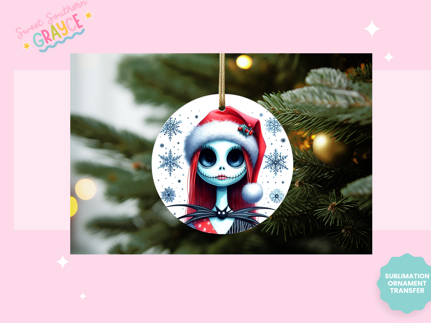 ORNAMENT SUBLIMATION TRANSFER - SNOW HALLOWEEN QUEEN #1