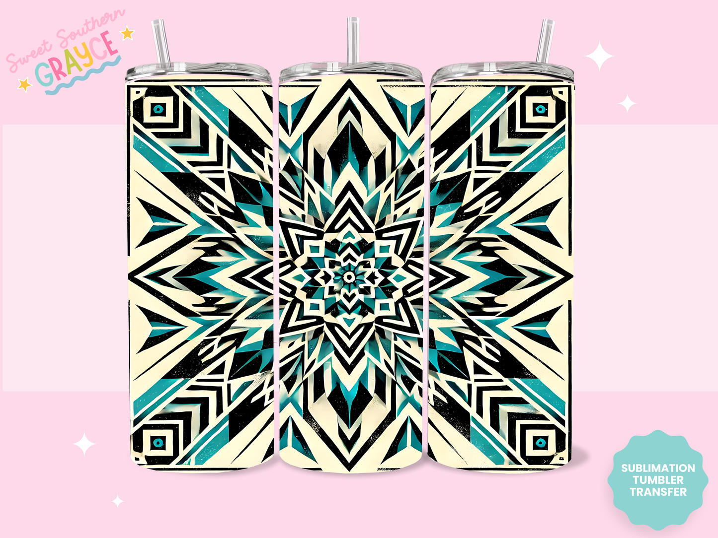20oz SUBLIMATION TRANSFER - BOHO AZTEC