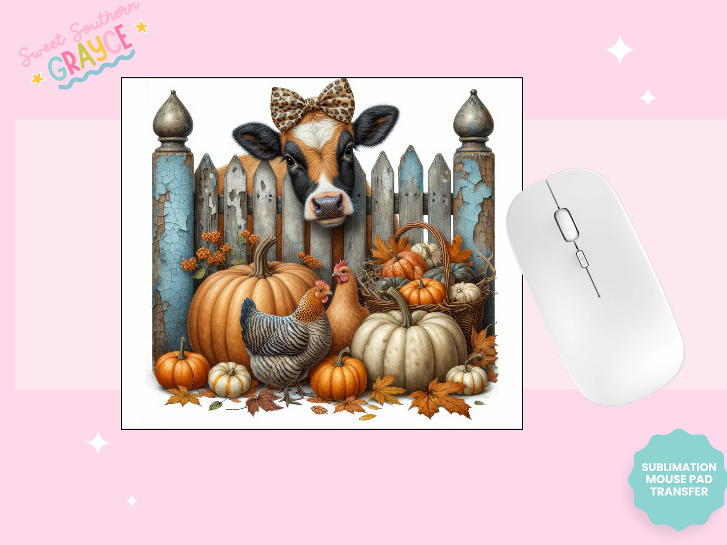 MOUSE PAD SUBLIMATION TRANSFER - FENCE HEIFER