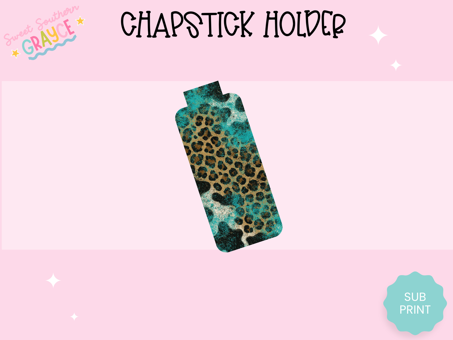 CHAPSTICK HOLDER- TURQ CHEETAH DISTRESSED