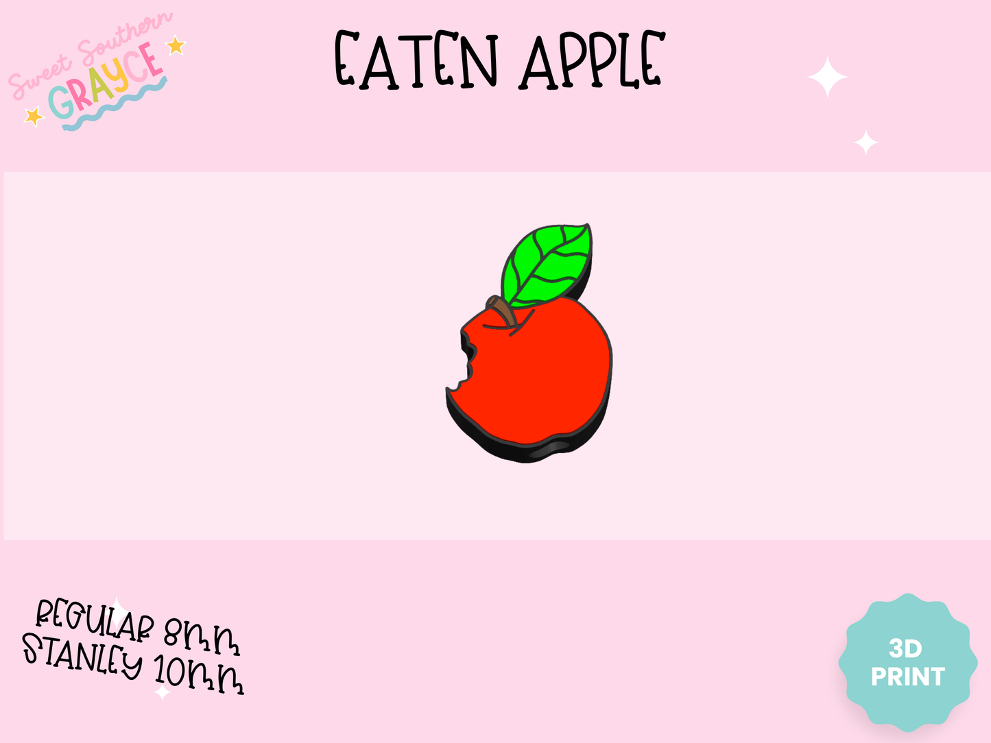 3D STRAW TOPPER- EATEN APPLE