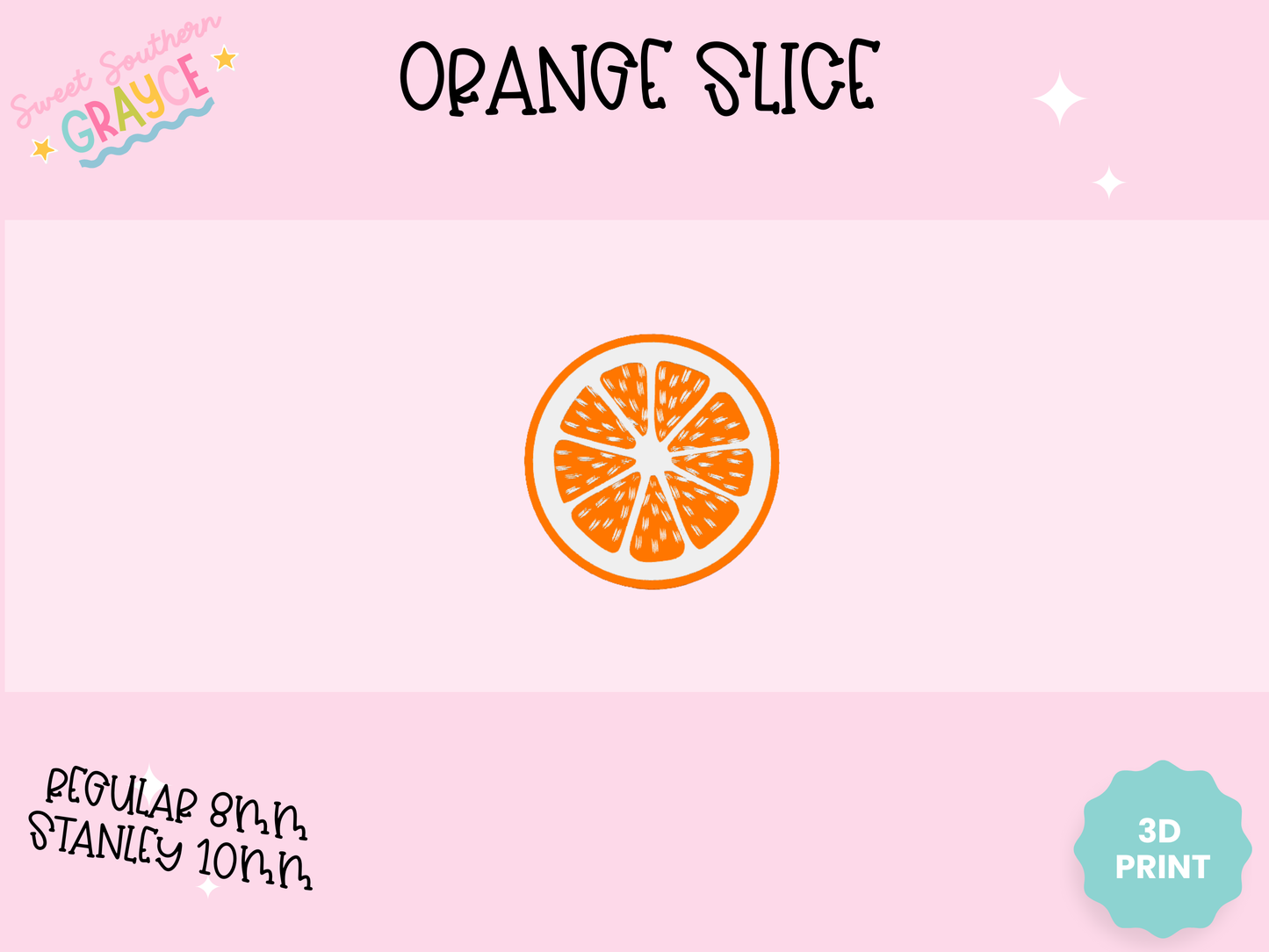3D STRAW TOPPER- ORANGE SLICE
