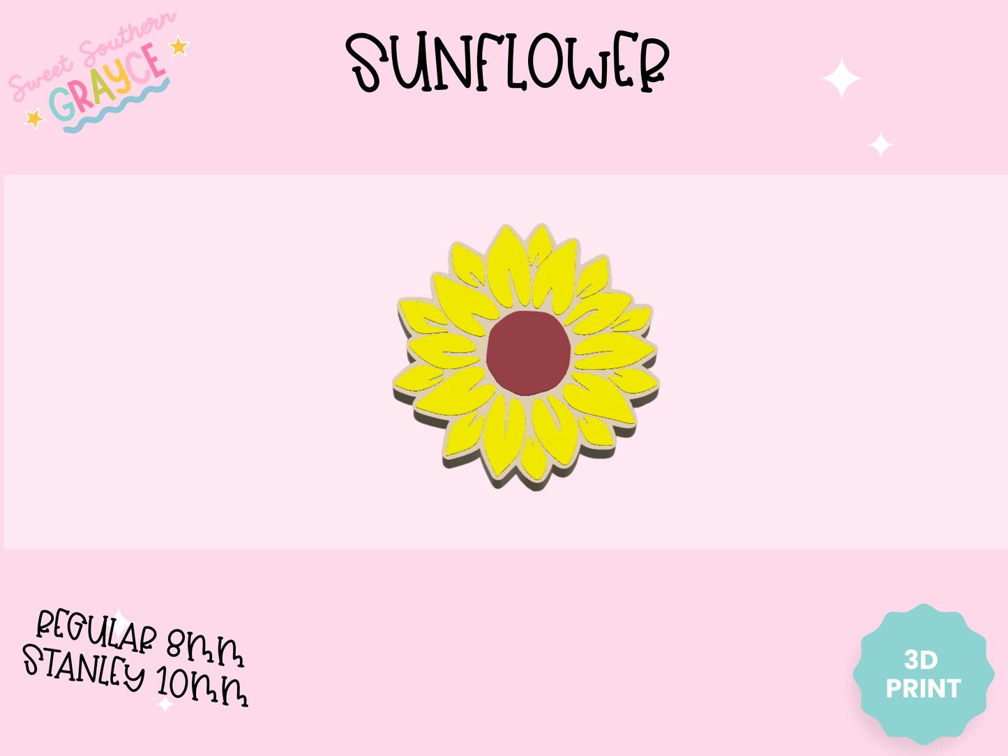 3D STRAW TOPPER- SUNFLOWER