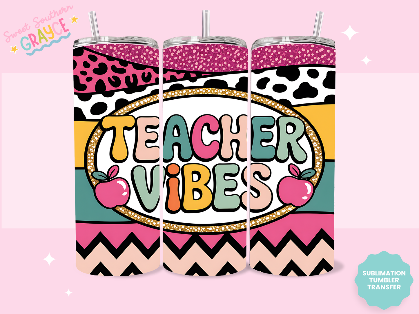 20oz SUBLIMATION TRANSFER- TEACHER VIBES