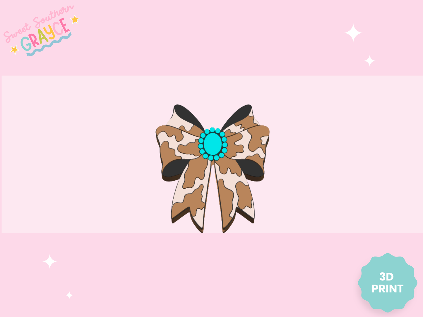 3D STRAW TOPPER- BROWN COWHIDE BOW