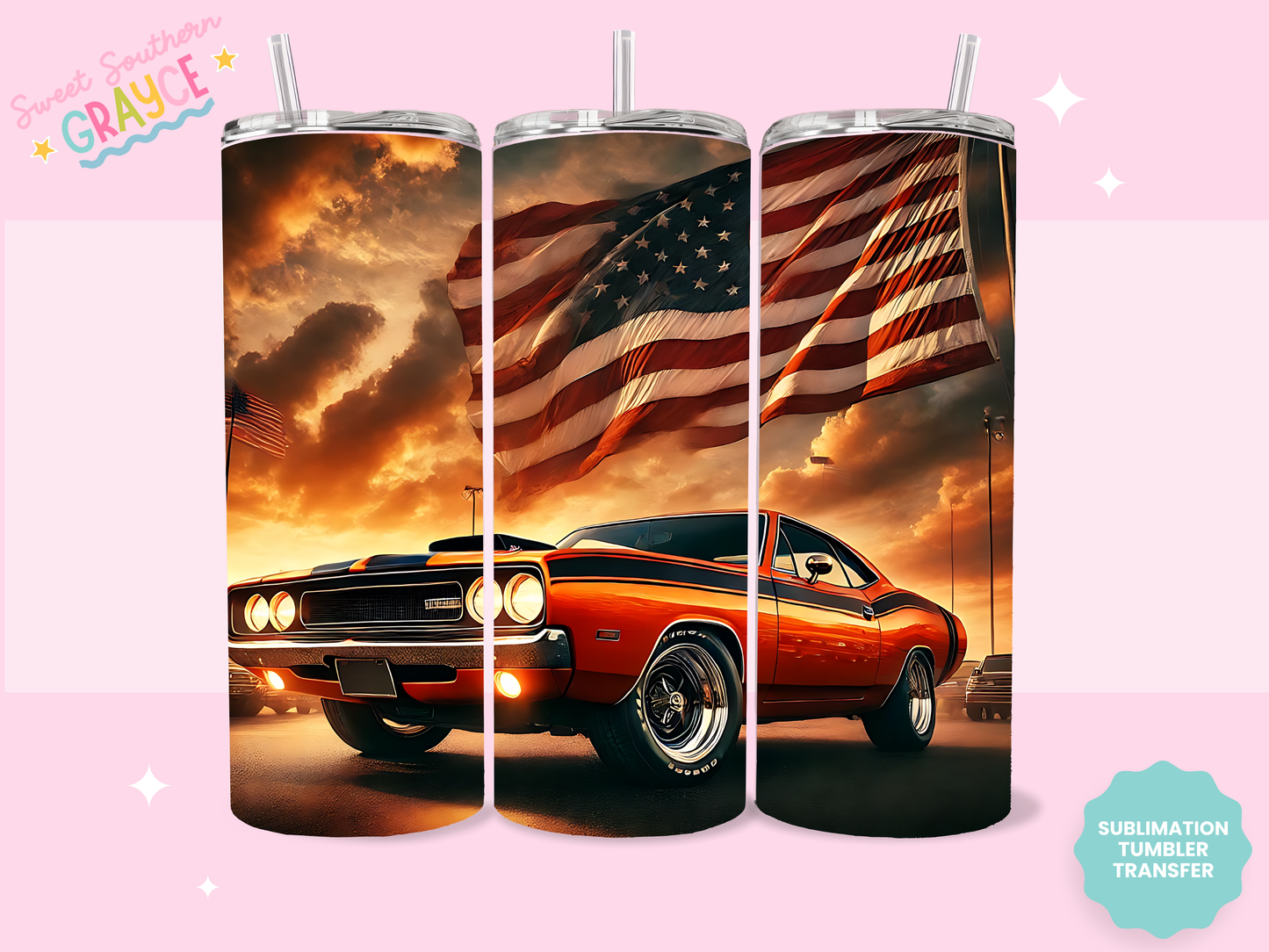20oz SUBLIMATION TRANSFER - AMERICAN CLASSIC CAR