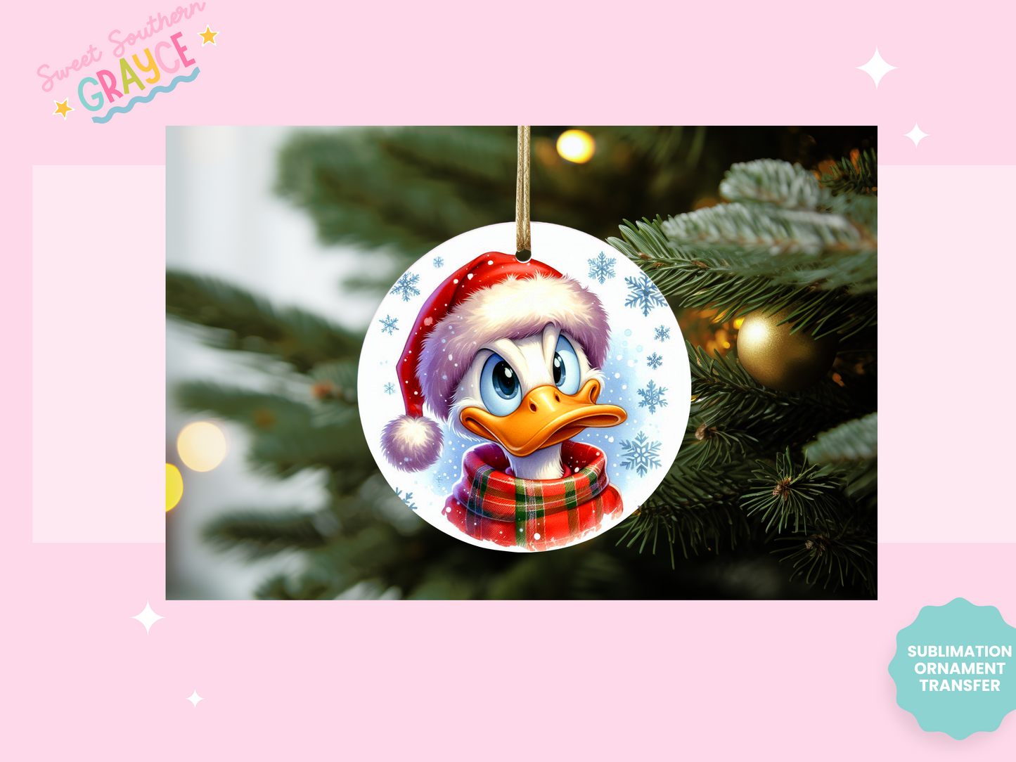 ORNAMENT SUBLIMATION TRANSFER - SNOW BOY DUCK #1
