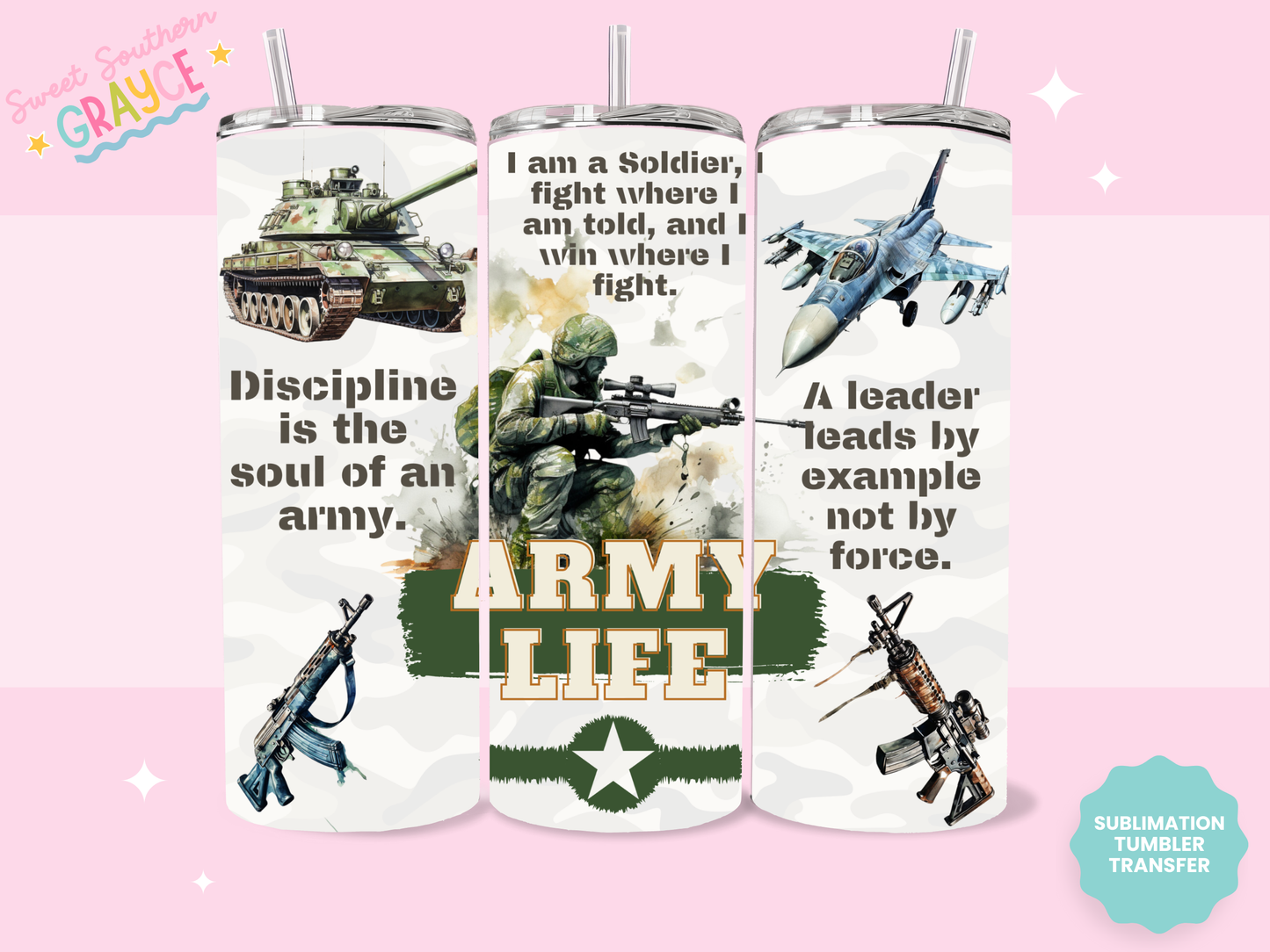 20oz SUBLIMATION TRANSFER - ARMY LIFE