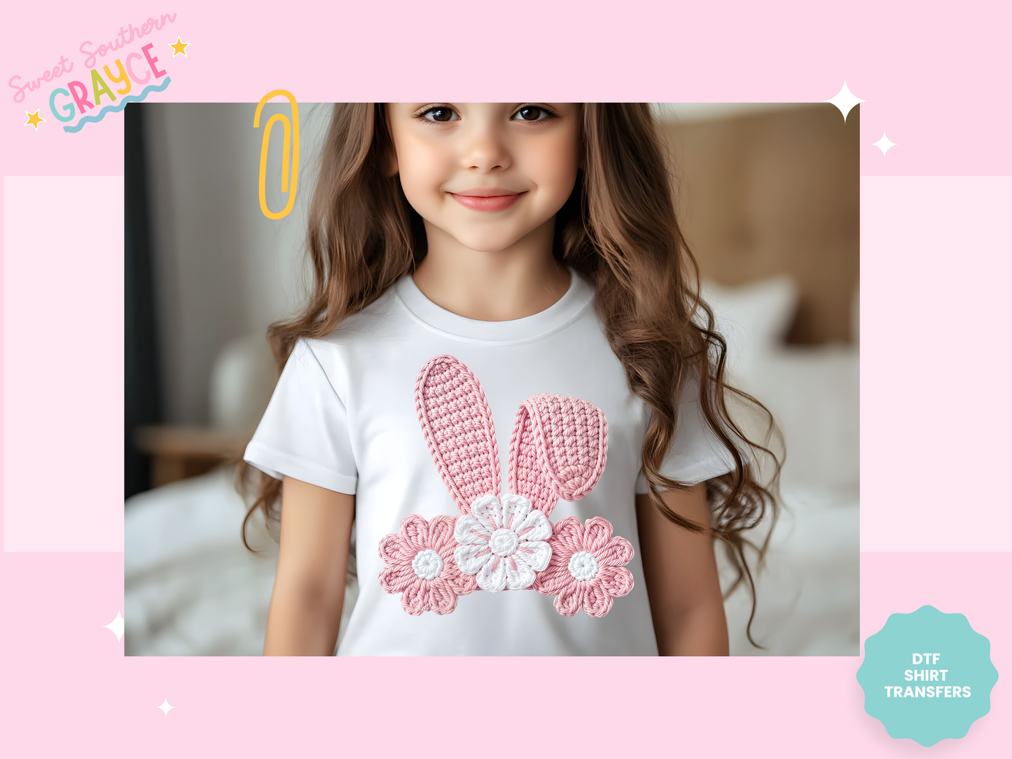 FAUX YARN PINK EASTER EARS