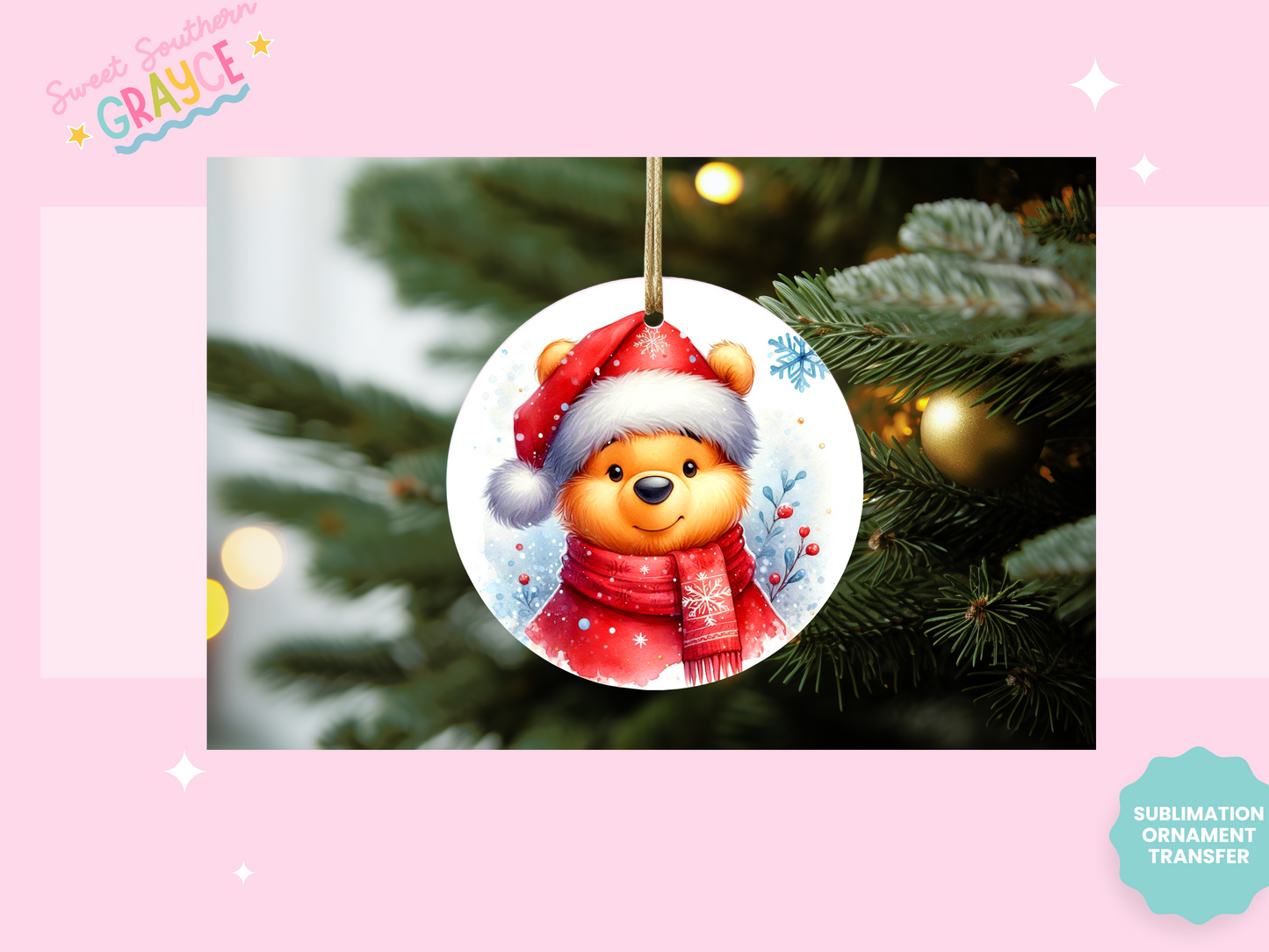 ORNAMENT SUBLIMATION TRANSFER - SNOW HONEYBEAR