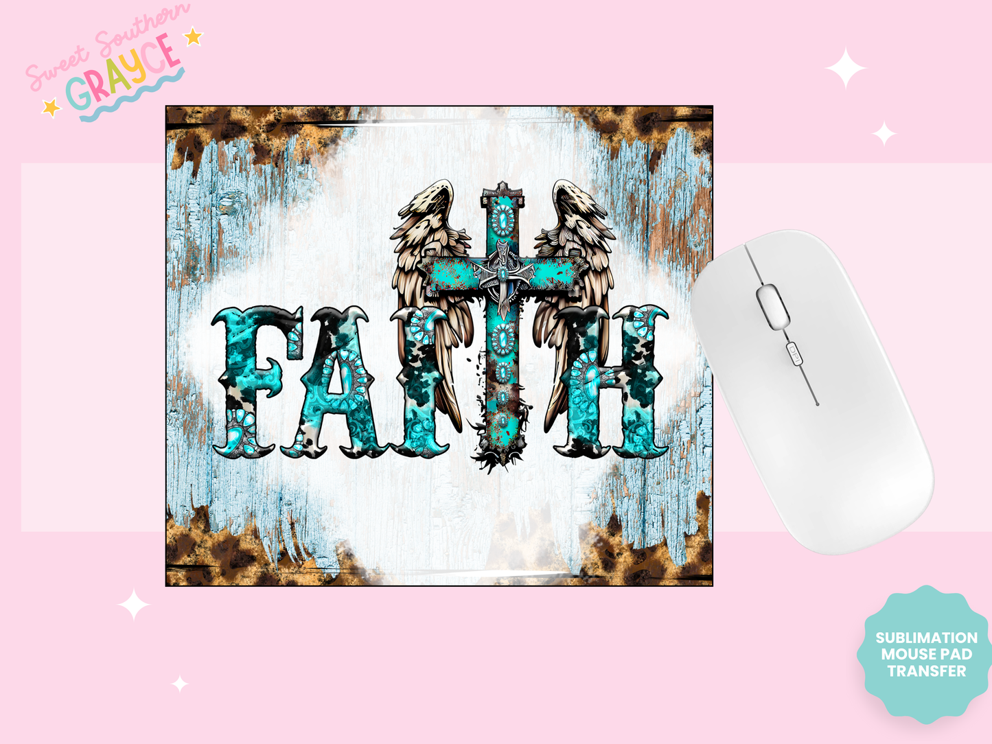 MOUSE PAD SUBLIMATION TRANSFER - BOHO FAITH