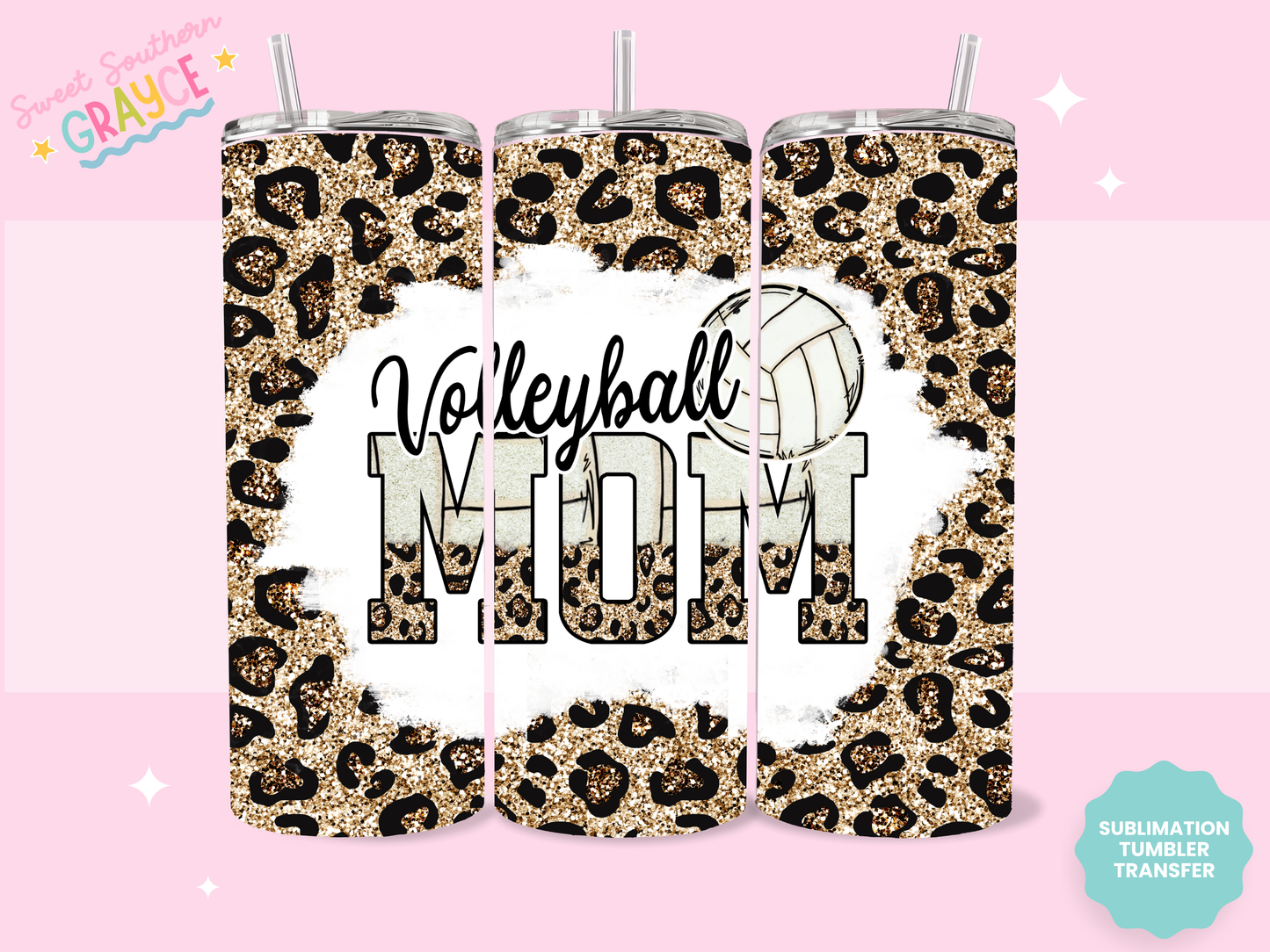 20oz SUBLIMATION TRANSFER - VOLLEYBALL MOM CHEETAH