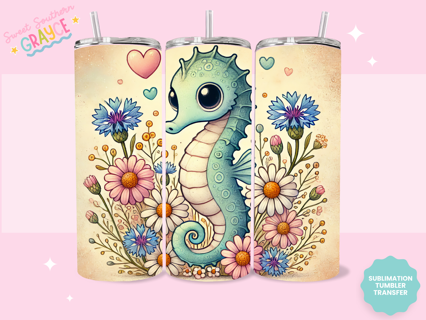 20oz SUBLIMATION TRANSFER - SEA HORSE