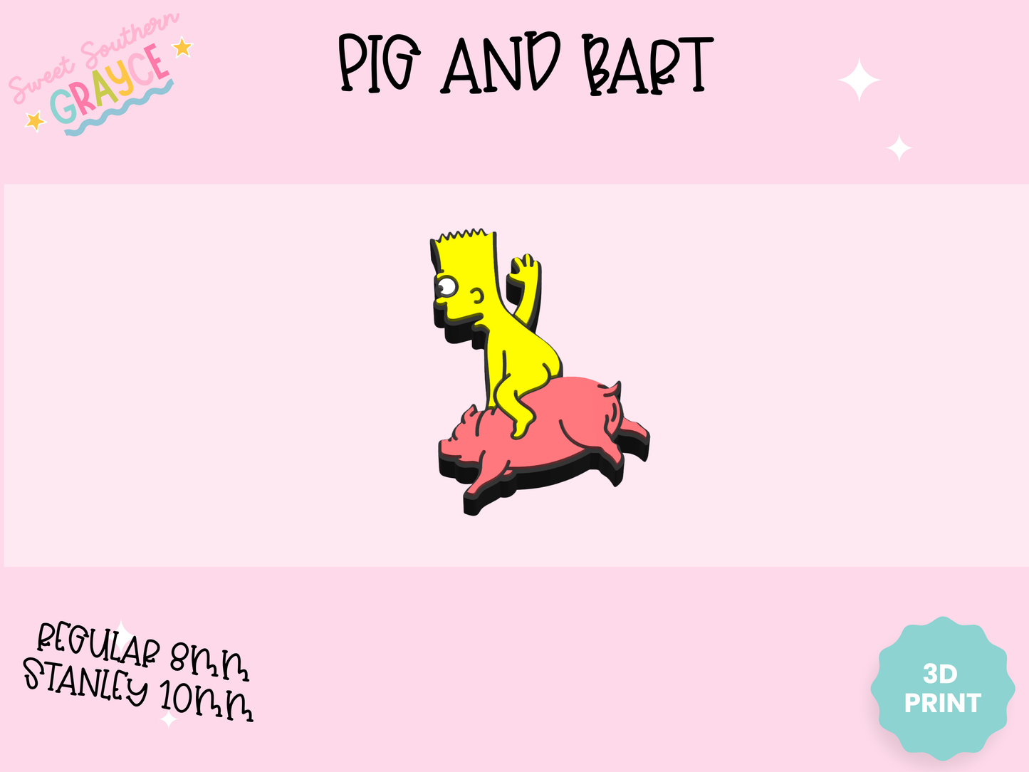 3D STRAW TOPPER- PIG AND BART