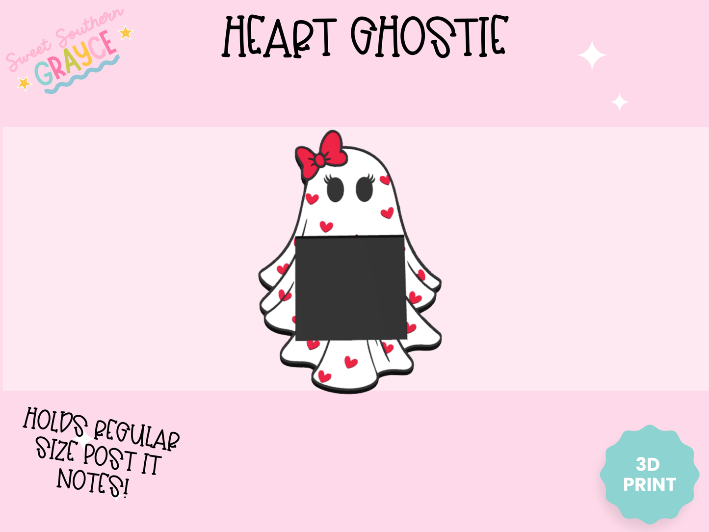 3D STICKY NOTE HOLDER- HEART GHOSTIE