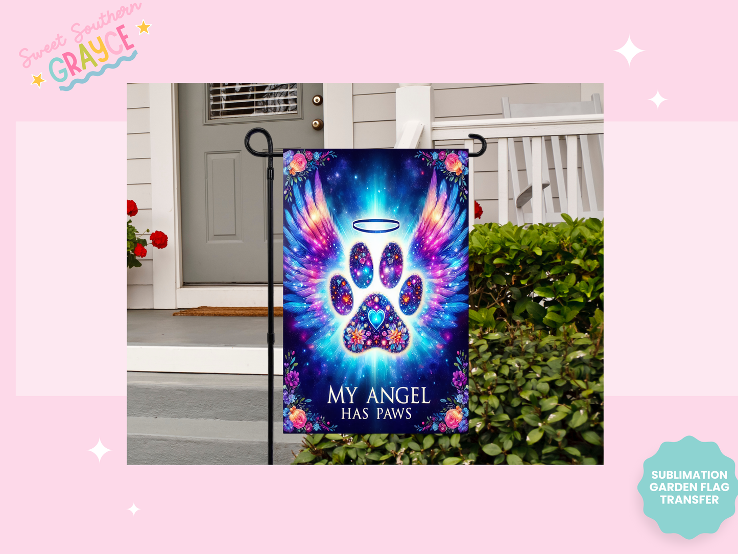 GARDEN FLAG SUBLIMATION TRANSFER - NEON PAW