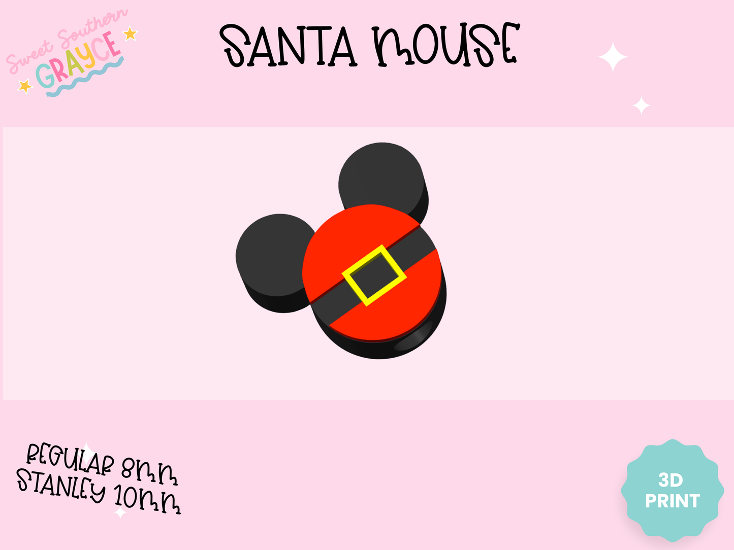 3D STRAW TOPPER- SANTA MOUSE