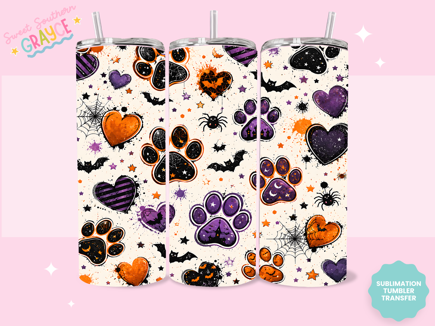 20oz SUBLIMATION TRANSFER- SPOOKY PAWS
