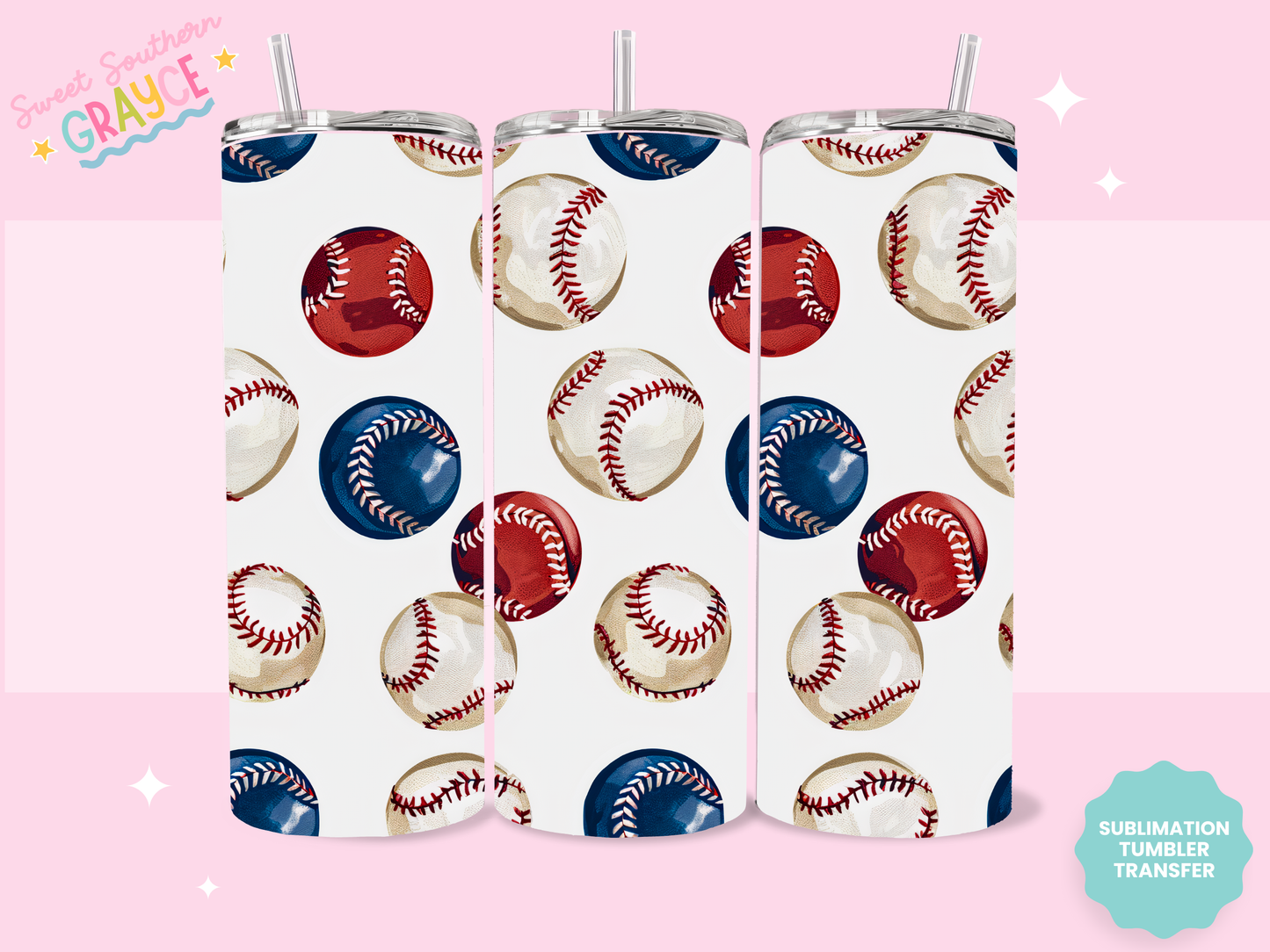 20oz SUBLIMATION TRANSFER - AMERICAN BASEBALL