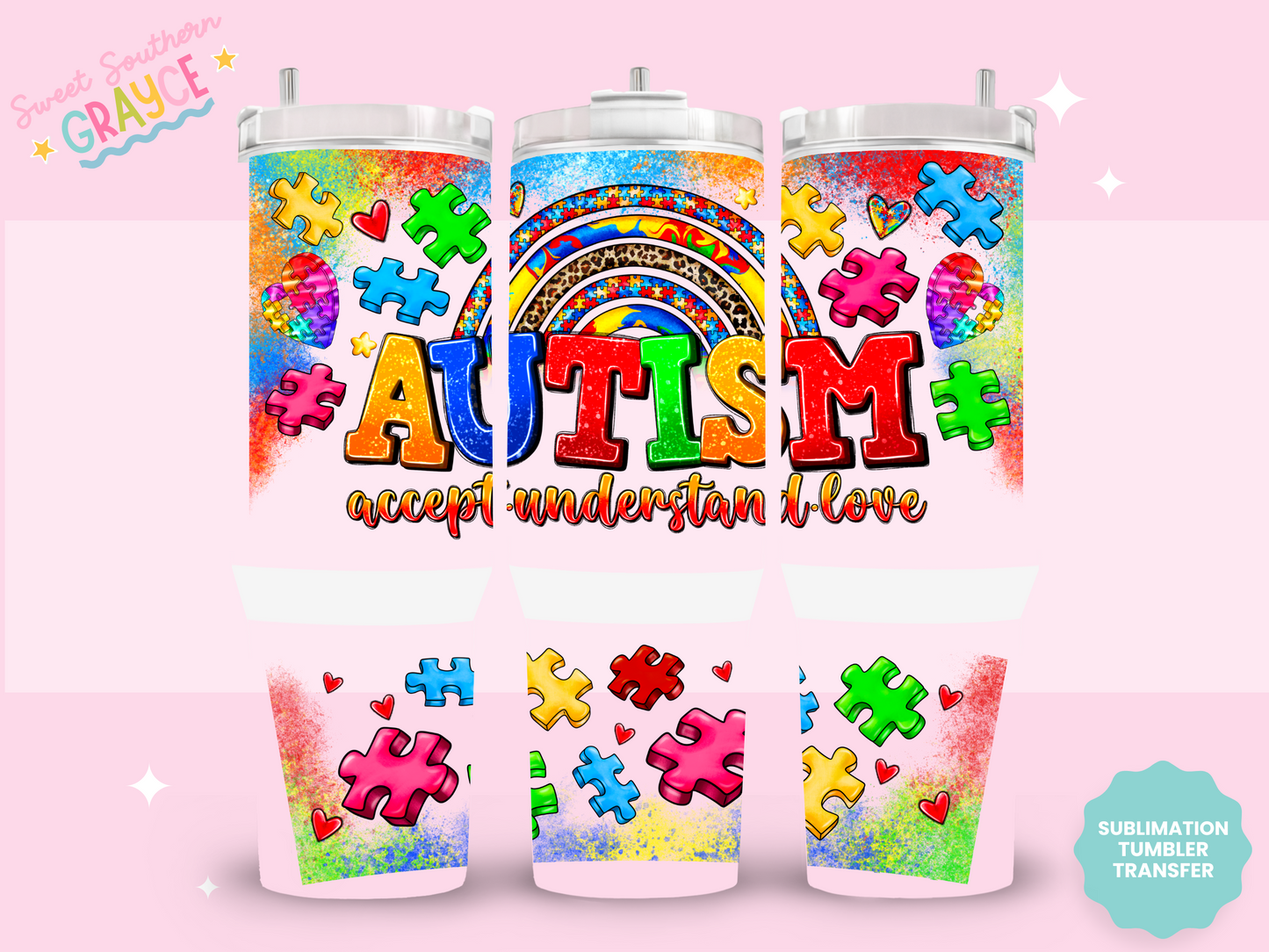 40oz SUBLIMATION TRANSFER- AUTISM