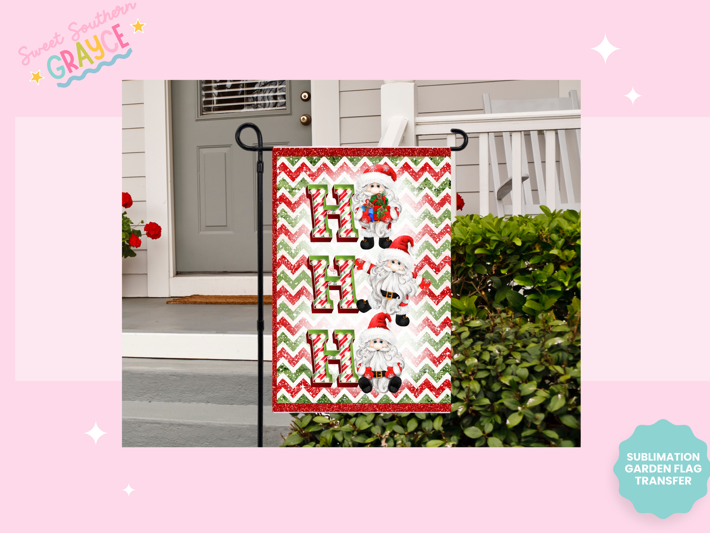 GARDEN FLAG SUBLIMATION TRANSFER - HOHOHO SANTA