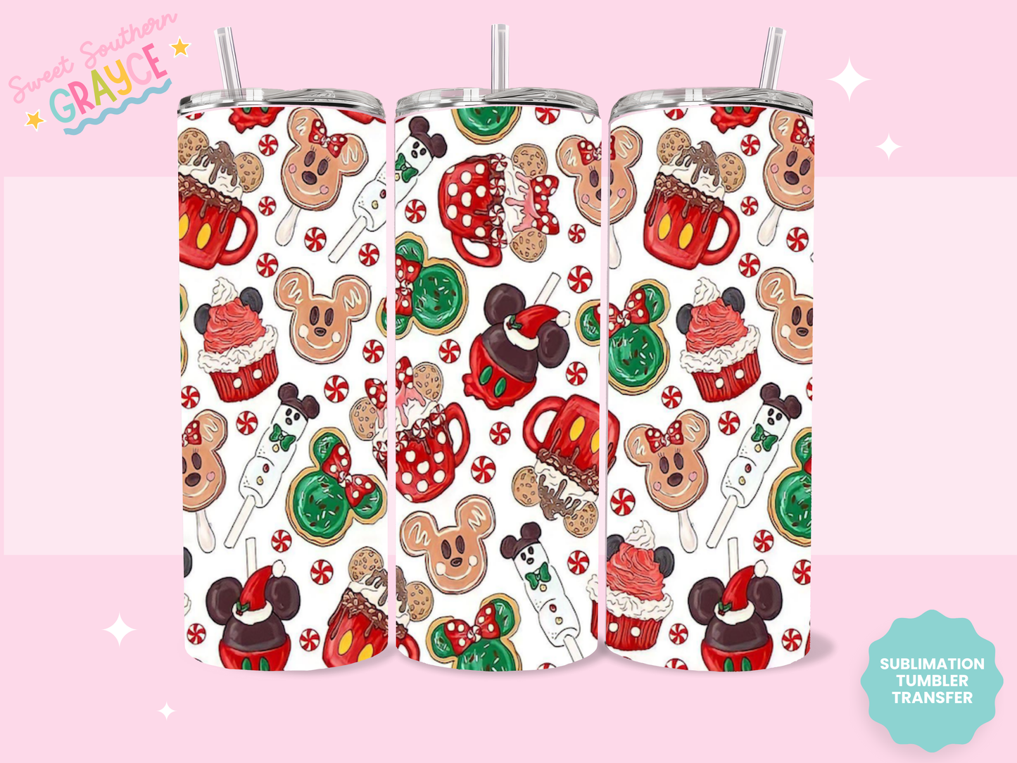 20oz SUBLIMATION TRANSFER - MOUSE CHRISTMAS
