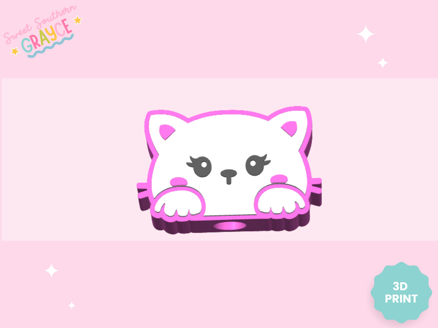 3D STRAW TOPPER- CUTE CAT