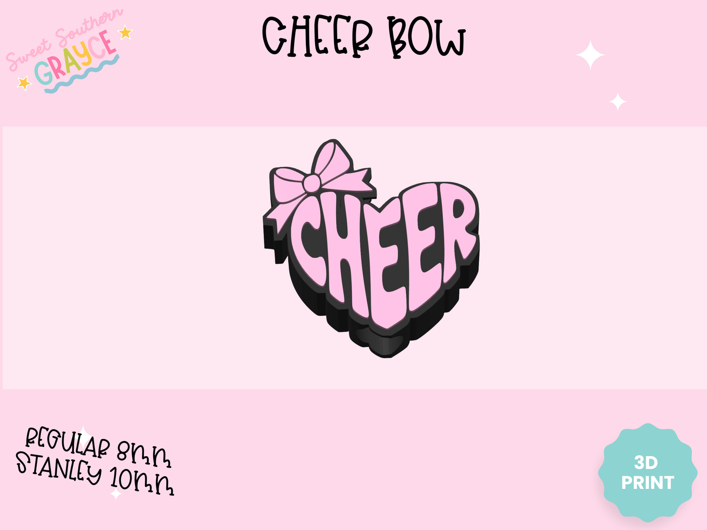 3D STRAW TOPPER- CHEER BOW