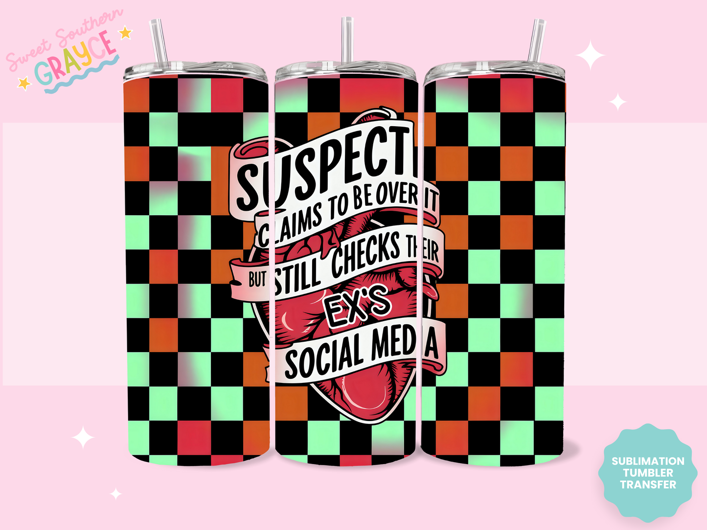 20oz SUBLIMATION TRANSFER - CHECKERED SUSPECT