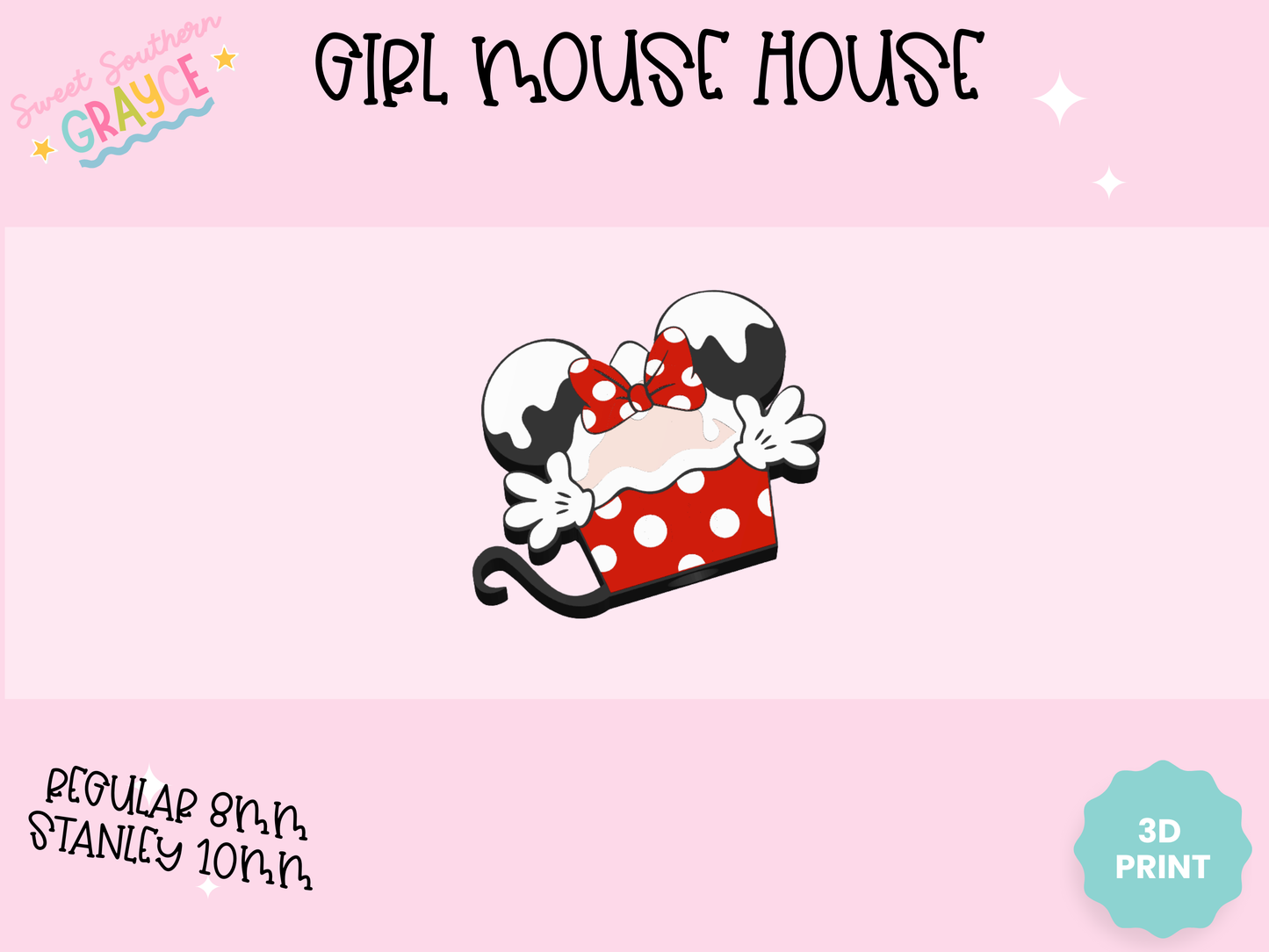 3D STRAW TOPPER- GIRL MOUSE HOUSE
