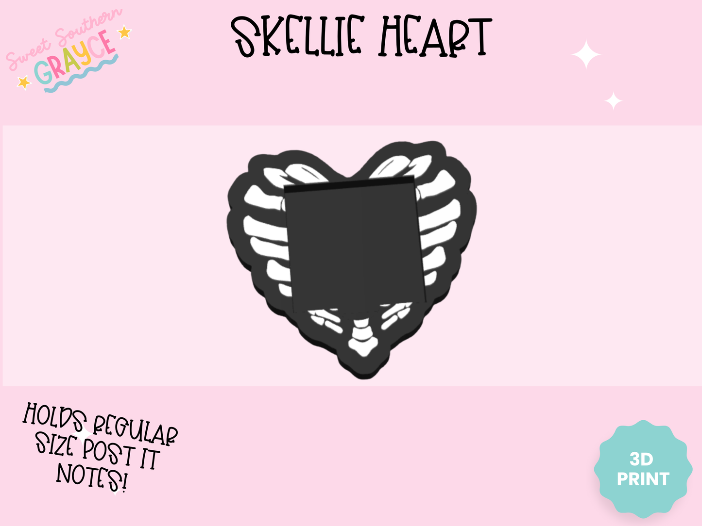 3D STICKY NOTE HOLDER- SKELLIE HEART