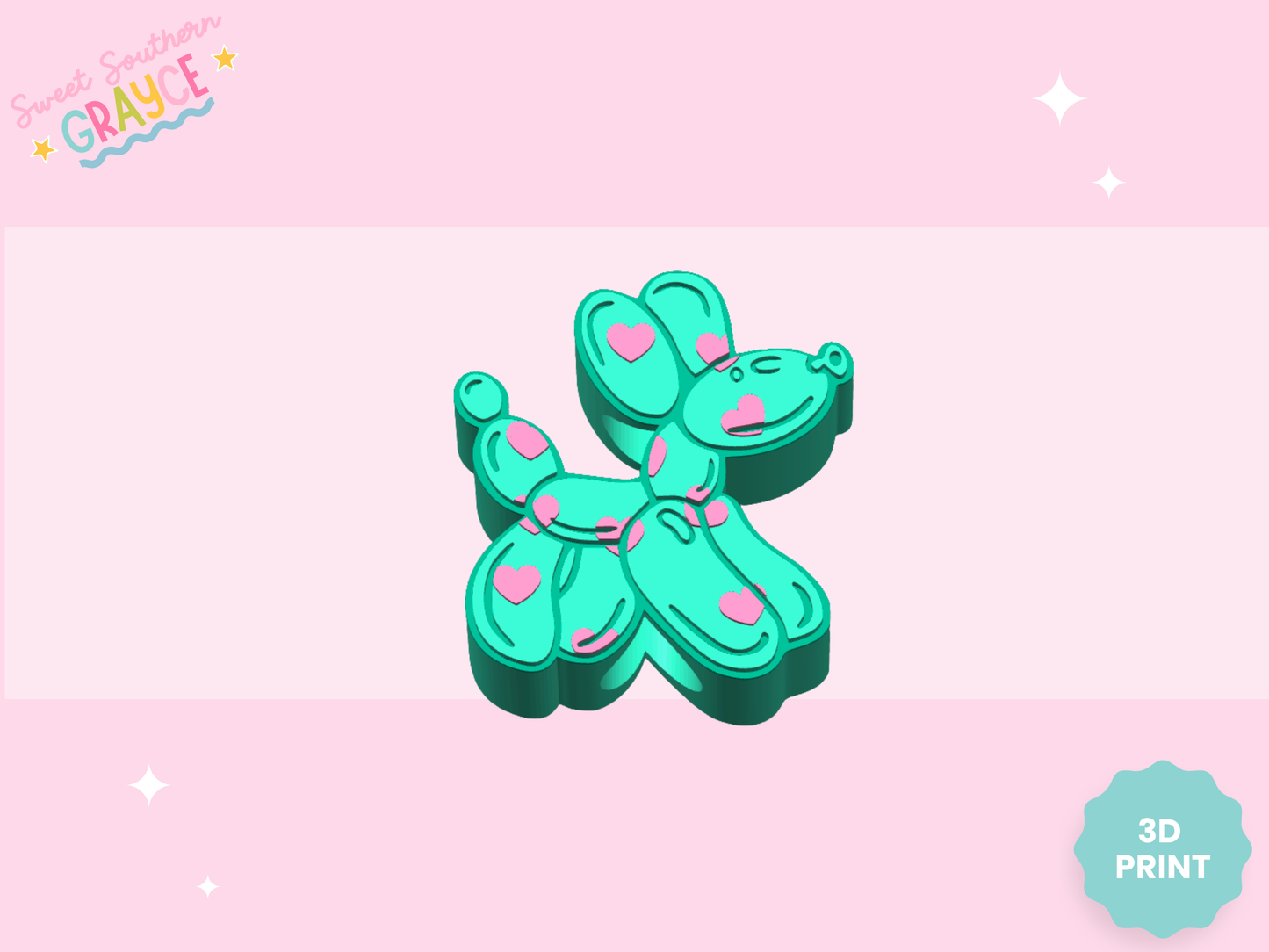3D STRAW TOPPER- HEART BALLOON DOG